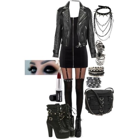 Rammstein Outfit Ideas, Rammstein Concert Outfit, Trad Goth Outfits, Emo Outfit Ideas, Slytherin Clothes, Outfit Ideas Polyvore, Rocker Outfit, Alt Outfits, Rock Outfits