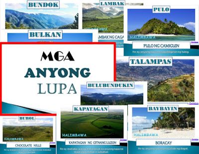 FREE LANDFORMS IN FILIPINO (ANYONG LUPA)PowerPoint Pres... Anyong Lupa At Anyong Tubig, Mga Anyong Tubig, Yamang Lupa, Anyong Tubig, Mga Anyong Lupa, Hand Washing Poster, Tracing Worksheets Preschool, Shapes Preschool, Worksheets Preschool