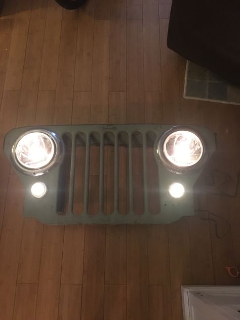 Jeep Grill Wall Art, Grill Wall, Grilling Art, Jeep Art, Wall Art Light, Girl Cave, Car Part Furniture, Jeep Grill, Furniture Details Design