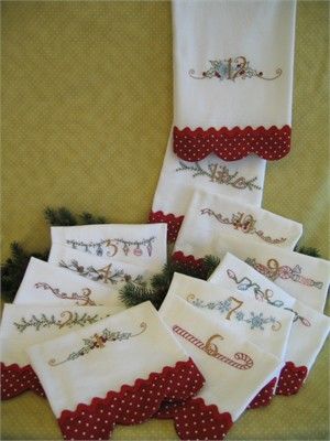 Another set I must do! Crabapple Hill, Christmas Hand Embroidery, Five Golden Rings, Seven Swans, Golden Rings, Christmas Embroidery Patterns, Embroidery Christmas, Embroidery Transfers, Embroidery Patterns Vintage