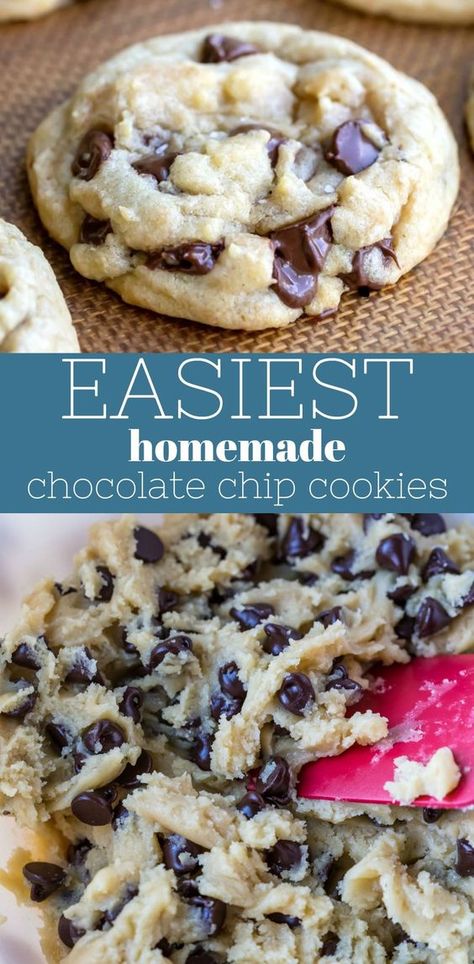 Easy Homemade Chocolate Chip Cookies, Homemade Chocolate Chip Cookies Recipe, Simple Chocolate Chip Cookie Recipe, Chip Recipes, Homemade Chocolate Chips, Homemade Chocolate Chip Cookies, Soft Chocolate Chip Cookies, Easy Chocolate Chip Cookies, Chocolate Chip Cookies Recipe