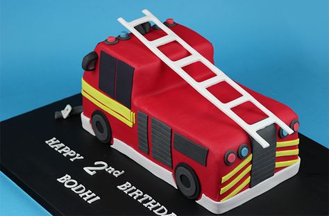 Fire Engine Cake - Cakey Goodness Cosmetology Cake, Fireman Sam Birthday Cake, Firefighter Birthday Cakes, Fire Engine Cake, Fireman Sam Cake, Red Fondant, Fire Engine Birthday, Fire Engine Party, Flower Body Art