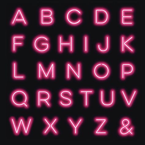 Neon Alphabet Letters, Alphabet Letters Images, Neon Typography, English Conversation Learning, Neon Letters, Typography Alphabet, Art Study, Pink Letter, Neon Aesthetic