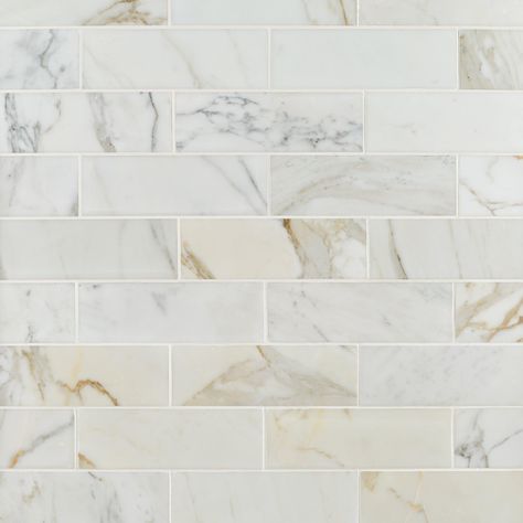 Viviano | Calacatta Polished Marble Tile, 4 x 12, White, 1/2 inch Thick - Floor & Decor White Marble Tiles, Calacatta Gold Marble, Backsplash Designs, Calacatta Gold, Travertine Tile, Marble Tile, Marble Tiles, Marble Colors, Marble Mosaic