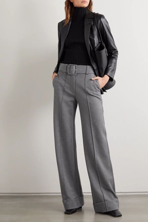 Culotte Style, Wideleg Pants, Gray Pants, Casual Work Outfits, Work Outfits Women, Grey Pants, 가을 패션, Wide Legs, Business Casual Outfits