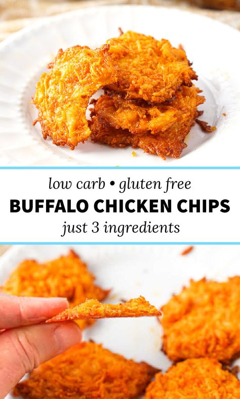 These buffalo chicken keto cheese chips are super tasty and only need 3 ingredients! Perfect for a snack or even as a low carb appetizer, these buffalo cheese chips are super easy to make and very filling. The whole batch has only 2.2g net carbs! Cheese Chips Recipe, Keto Cheese Chips, Low Carb Appetizer, Chicken Chips, Chicken Keto, Keto Sides, Chicken And Chips, Chicken Snacks, Cheese Chips