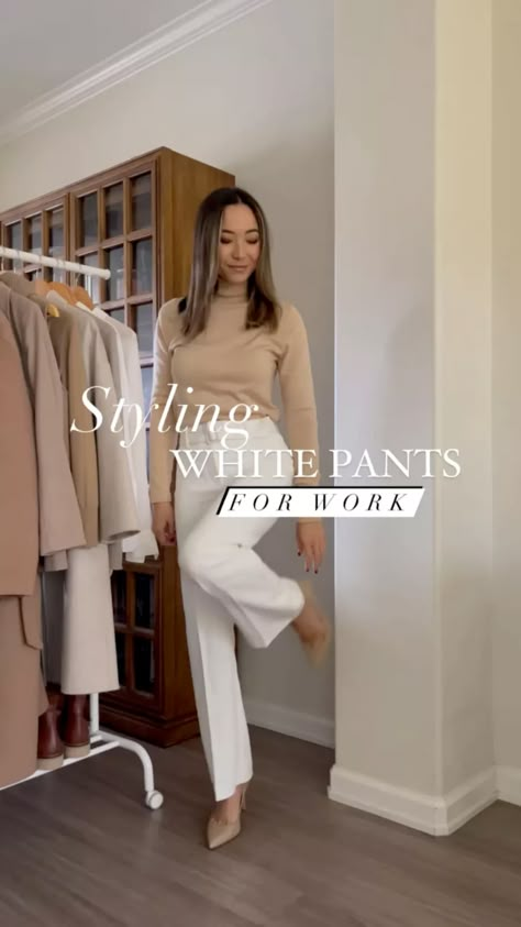 White Slacks Outfit Classy, Ivory Pants Outfit, Styling White Pants, White Pants Outfit Winter, Navy Blue Pants Outfit, Life With Jazz, Blue Pants Outfit, Pants For Winter, White Pants Winter