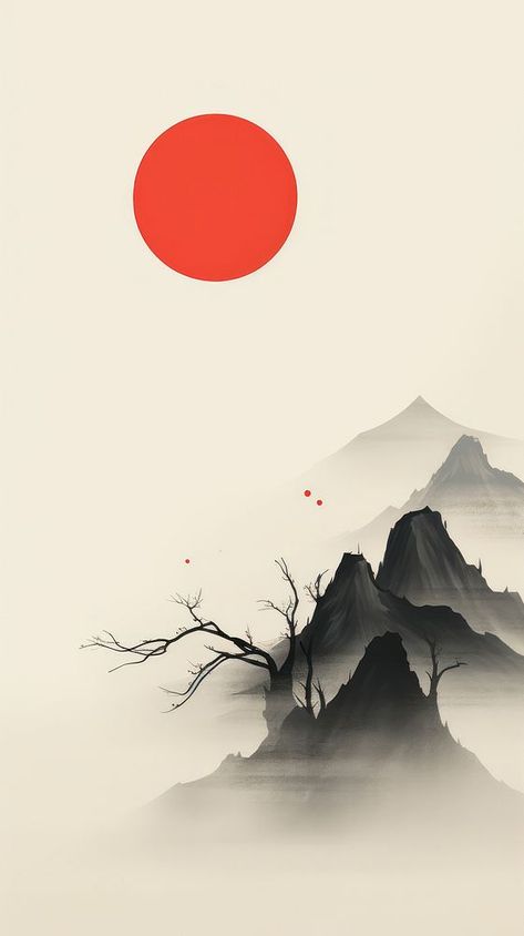 Mountain with the red sun outdoors painting nature. AI generated Image by rawpixel. | premium image by rawpixel.com / north Red Aesthetic Iphone Wallpaper, Red Aesthetic Iphone, Outdoors Painting, Iphone Wallpaper Mountains, Mountain And Moon, Wallpaper Mountain, Iphone Wallpaper Iphone, Android Wallpaper Art, Dark Landscape