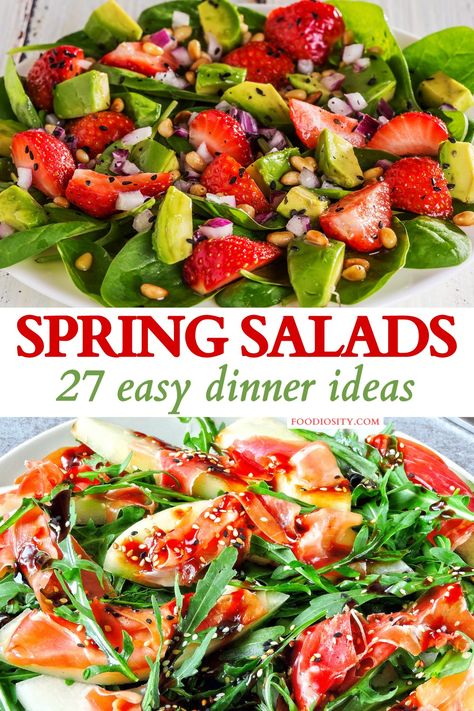 27 Spring Salad Recipes For Dinner - Foodiosity Spring Mix Salad Recipes, Easter Salad Recipes, Spring Salads, Brunch Salad, Fennel And Orange Salad, Luncheon Menu, Fancy Salads, Spring Recipes Dinner, Salad Menu