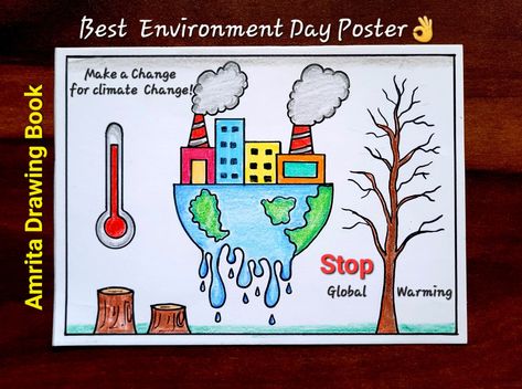 Video Tutorial uploaded on Amrita Drawing Book Channel. Subscribe for more creative Drawings and School Projects #globalwarming #globalwarmingdrawing #drawing #poster #howtodraw #amritadrawingbook Globalization Drawing Ideas, Poster Global Warning, Poster Making Ideas Easy, Poster Making About Environment, Global Warning Posters Ideas, Climate Changing Poster, Poster Environment, Change Drawing, Environmental Posters