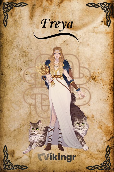 Just because she was the goddess of love and fertility, it doesn't mean that Freya wasn't fierce and powerful.   On the contrary...  #NorseMythology #NordicRunes #Vikings #VikingGods #MythologyMonday #NorseCulture #AncientReligion #NorseLegends #VikingLore #NordicTraditions #GodsOfTheNorth #VikingSagas #MythicalBeings #NorsePantheon #VikingWarriors #Freya Freya Goddess Outfit, Nordic Mythology Art, Norse Goddesses, Freyja Goddess, Norse Mythology Book, Norse Goddess Of Love, Goddess Freya, Freya Goddess, Nordic Runes