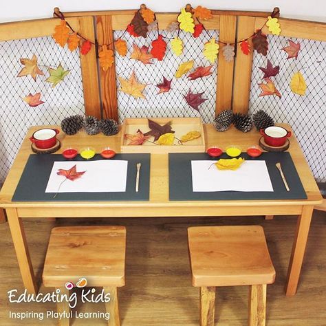 Autumn Eyfs Activities, Autumn Eyfs, Early Childhood Education Classroom, Year 1 Classroom, Fall Displays, Reception Classroom, Painting Leaves, Reggio Inspired Classrooms, Teacher Projects