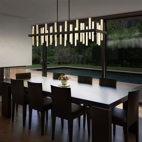 Modern Forms Harmonix LED Chandelier & Reviews | Perigold Chandelier Conference Room, Modern Kitchen Chandelier Over Island, Linear Chandeliers Modern, Black Dining Chandelier Light Fixtures, Black Dining Table Light Fixture, Dining Room Modern Chandelier, Linear Gold Chandelier, Black Chandelier Dining Room Farmhouse, Linear Chandelier Dining Room Modern