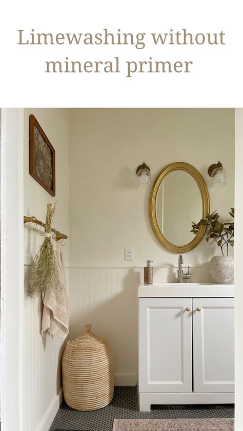 Limewash Shower Walls, Paint Drenching Bathroom, Limewash Board And Batten, Limewash Bathroom, Moody Paint, Moody Bathroom, Beadboard Bathroom, Limewash Paint, Dark Paint Colors