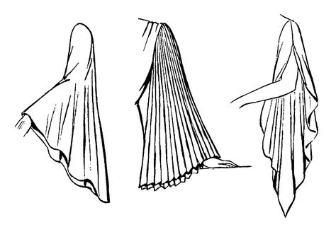 Flowy Sleeves Reference, Bell Sleeves Illustration, Fashion Illustration Pleats, Bell Sleeve Drawing, How To Draw Flowy Sleeves, How To Draw Pleats, Pleats Sketch, Pleats Drawing, Sleeves Sketch