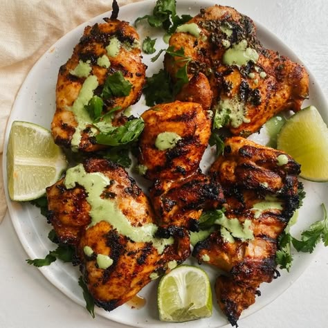 Peruvian Chicken Thighs with Green Sauce - Brocc Your Body Brocc Your Body, Peruvian Chicken, Grilled Dinner, Turkey Dishes, Peruvian Recipes, Boneless Skinless Chicken Thighs, Green Sauce, Boneless Chicken Thighs, The Sauce