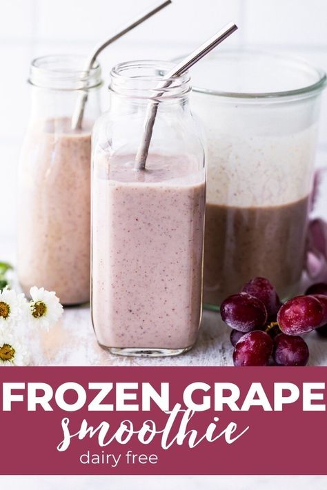 Grape Smoothie, Frozen Fruit Smoothie, Freezer Smoothies, Dairy Free Smoothies, Cold Coffee Recipes, Frozen Grapes, Grape Recipes, Smoothie Recipes Healthy Breakfast, Smoothie Drink Recipes