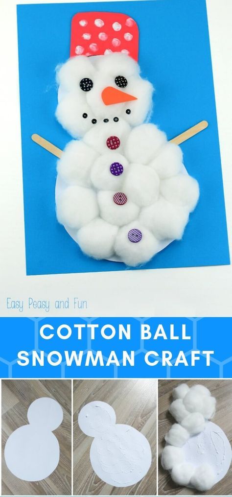 Cotton Ball Snowman | Christmas Craft Ideas for Preschoolers Cotton Ball Snowman, Preschoolers Crafts, Snowman Crafts Preschool, Craft Ideas For Preschoolers, Ideas For Preschoolers, Snowman Craft, Christmas Craft Ideas, Preschool Christmas Crafts, Fun Christmas Crafts