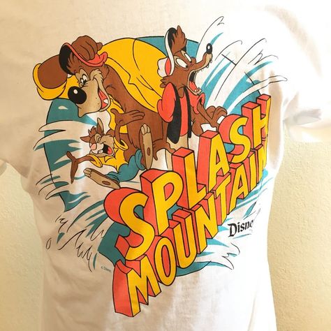 Vintage Disney Parks Splash Mountain White T-Shirt Shirt Size Large  #Disney #GraphicTee Mountain Black And White, Splash Mountain, Disney Castle, Vintage Disney, White T Shirt, Disney Parks, Ebay Store, Harley Davidson, Mens T