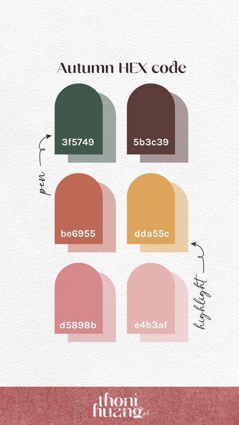 Hex Code Color Palette, Pen Highlighter, Code Color, Hex Codes, Fall Color Palette, Google Calendar, Color Palette Design, Digital Planning, Colour Palette