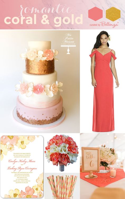 Coral Wedding Color Combinations for 2019 Summer with Modern Details - Creative and Fun Wedding Ideas Made Simple Wedding Cake Coral, Fall Wedding Dress Coverup, Coral And Gold Wedding, Personalized Coasters Wedding, Coral Wedding Colors, Coral Gown, Coral Colour Palette, Fun Wedding Ideas, Country Bridesmaid Dresses