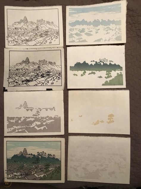 Toshi yoshida Woodblock prints | #1917020271 Japanese Wood Block Prints, Mokuhanga Block Prints, Toshi Yoshida, Printmaking Studio, Woodblock Printmaking, Wood Block Print, Woodblock Printing, Japanese Watercolor, Landscape Tattoo