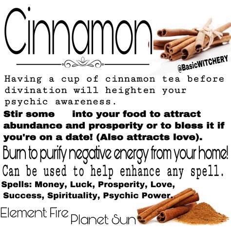 Witchcraft Cinnamon, Success Spells, Cinnamon Uses, Cinnamon Cereal, Witchcraft Herbs, Money And Success, Witch Tips, Magickal Herbs, Witchy Tips