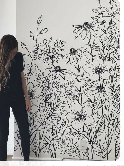 Wildflower Mural, Wildflower Wall, Wall Murals Diy, Diy Wall Painting, Deco Nature, Bedroom Murals, Wall Painting Decor, 강아지 그림, Wall Murals Painted