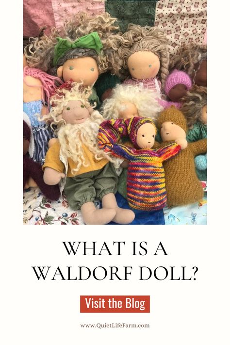 Waldorf dolls are soft handmade dolls made with natural materials. Traditionally, they have minimal facial features to promote imaginative play in children. Visit the blog to learn more, AND to learn where to find free printable Waldorf doll sewing patterns! Waldorf Doll Tutorial, Doll Patterns Free, Doll Sewing, Wool Dryer Balls, Doll Sewing Patterns, Waldorf Doll, Waldorf Dolls, Doll Tutorial, Handmade Dolls