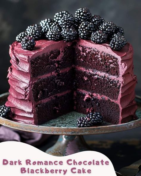 Blackberry Almond Cake, Blackberry Chocolate Cake, Goth Recipes, Harvest Apple Salad, Chocolate Blackberry Cake, Buckeye Cookies Recipe, Crockpot Chuck Roast, Cherry Ganache, Blackberry Frosting