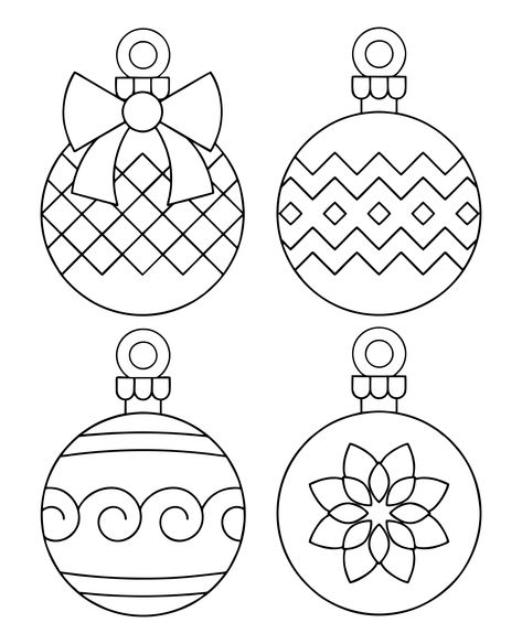 Printable Christmas Ornaments, Christmas Ornament Template, Christmas Tree Template, Printable Christmas Coloring Pages, Easy Christmas Ornaments, Ornament Drawing, Ornament Template, Christmas Worksheets, Activities For Children