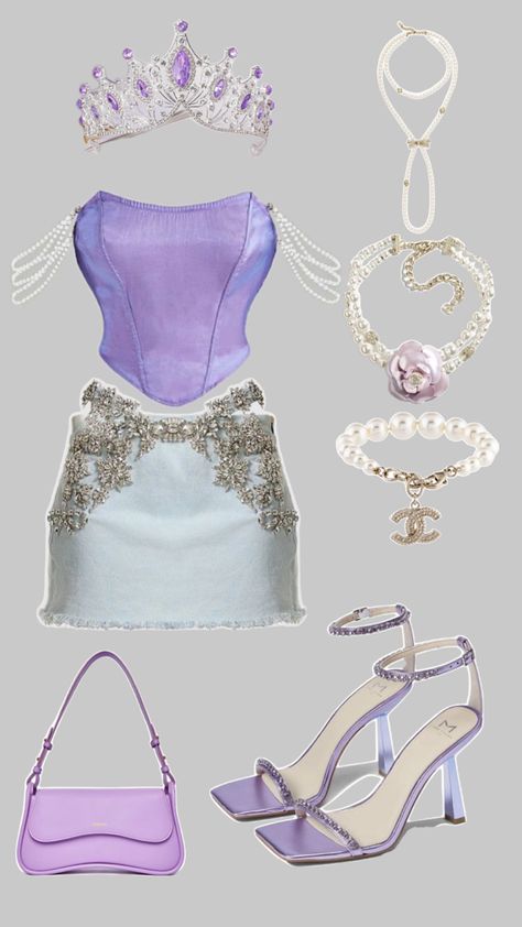 Rapunzel Outfit Ideas, Purple Y2k Outfit, Y2k Birthday Outfits, Y2k Birthday, Rapunzel Outfit, Purple Y2k, Purple Outfit, Cute Dresses For Party, Purple Outfits