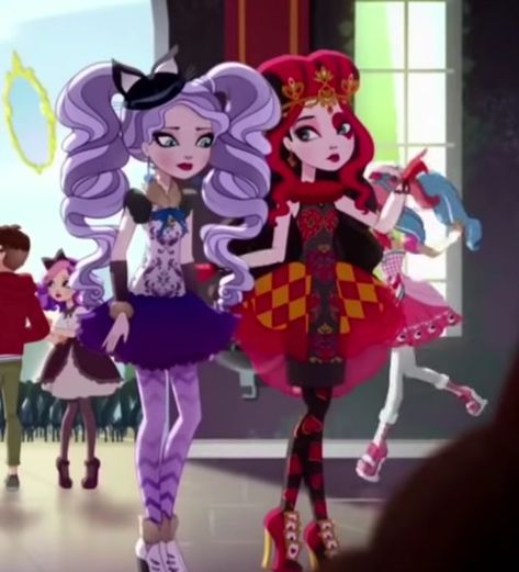 Ever After High Kitty Cheshire Outfits, Ever After High Wonderland Outfits, Lizzie Hearts Outfit, Ever After High Wonderland, Cheshire Ever After High, Ever After High Lizzie Hearts, Lizzy Hearts, Kitty Cheshire, Cheshire Cat Disney