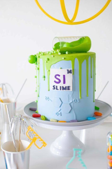 Chemistry Cake, Science Cake, Science Themed Party, Science Birthday Party Ideas, Scientist Birthday Party, Mad Scientist Birthday, Science Birthday Party, Mad Science Party, Scientist Birthday