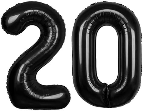 20 Balloons Number, 20 Balloons, Balloons Number, 20th Birthday Party, Ocean Mermaid, Mermaid Theme Party, Number Design, Black Balloons, Anniversary Decorations