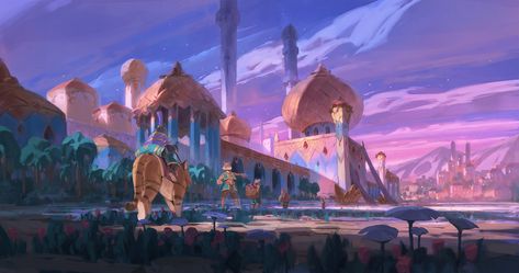 ArtStation - Arabian Flower castle Arabian Kingdom, Arabian Castle, Castle Fantasy Art, Flower Castle, Cat Kingdom, Kingdom Castle, Background Drawing, Fantasy Castle, Visual Development