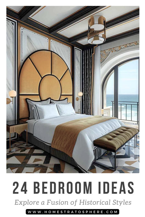 24 Bedroom Ideas Explore a Fusion of Historical Styles Curated Bedroom, Glam Bedroom Ideas, The Roaring 20s, Glamourous Bedroom, Art Deco Bedroom, Deco Bedroom, Art Deco Decor, Bedroom Wall Paint, Wallpaper Walls Decor