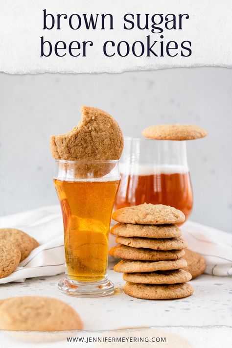 Beer Butter Cookies, Beer Cookies Recipes, Beer Dessert Recipes, Octoberfest Cookies, Butter Beer Cookies, Alcohol Cookies, Beer Desserts, Beer Dessert, Cookies Soft And Chewy