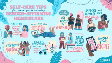 Self-care tips for when you are receiving gender-affirming healthcare | IPPF Gender Affirming Care, Gender Affirmation, Gender Affirming, Fertility Doctor, Low Mood, Supportive Friends, Mental Health Support, Words Of Affirmation, Reproductive Health