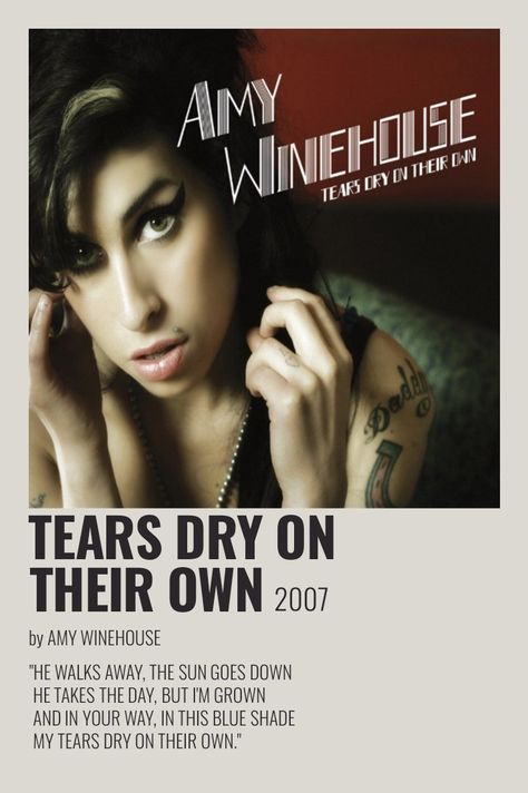 Amy Winehouse Tears Dry On Their Own, Amy Winehouse Album Cover, Amy Winehouse Songs, Tears Dry On Their Own, Amy Winehouse Poster, Amy Winehouse Albums, Amy Winehouse Music, Song Polaroid, Song Cards