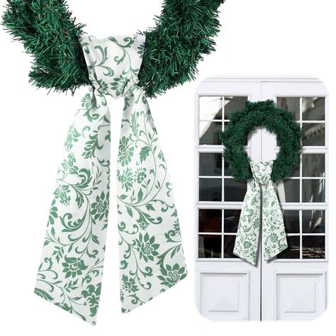 PRICES MAY VARY. Flexible Seasonal Decor: this beautiful sash for wreath front door, made from sturdy polyester, is ideal for many seasons, with its adaptable floral color, it effortlessly fits into your holiday decoration, ceremony decorations, or daily use, fit for windows, doors, tables and other places, transform your wreath into a gorgeous piece of home decoration, please note that the product does not include a wreath Proper Sizing for Wreath: no more struggling to find the right size sash Sash For Wreath, Living Room Wreath, Wreath Sash, Wreath Embroidery, Floral Sash, Satin Sash, Wreath Decoration, Monogram Wreath, Housewarming Present