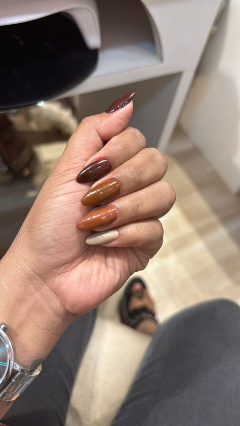 Acralic nails with coffee colours Chocolate Nails, Coffee Colour, Nails, Coffee