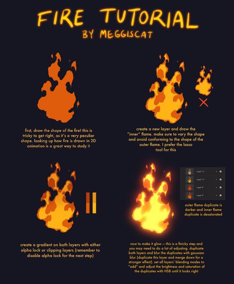 Fire Tutorial, Learn Animation, Fire Drawing, Sketching Tips, Concept Art Tutorial, Digital Painting Techniques, Fire Painting, Digital Art Beginner, Art Tools Drawing