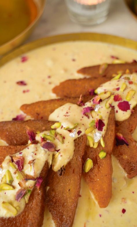 SHAHI TUKDA - Bake with Shivesh Bake With Shivesh, Shahi Tukda, Eggless Chocolate Cake, Chocolate Fudge Frosting, Eggless Cake Recipe, Mango Cake, Eggless Recipes, Leftover Bread, Fudge Frosting