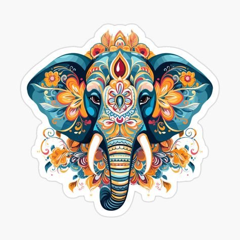 Get my art printed on awesome products. Support me at Redbubble #RBandME: https://www.redbubble.com/i/sticker/Indian-Elephant-Colorful-Pattern-by-newtotem/162069949.EJUG5?asc=u Indian Stickers, Indian Elephant Art, Elephant India, Elephant Stickers, Indian Elephant, Elephant Art, Journal Gift, Anime Music, About Art