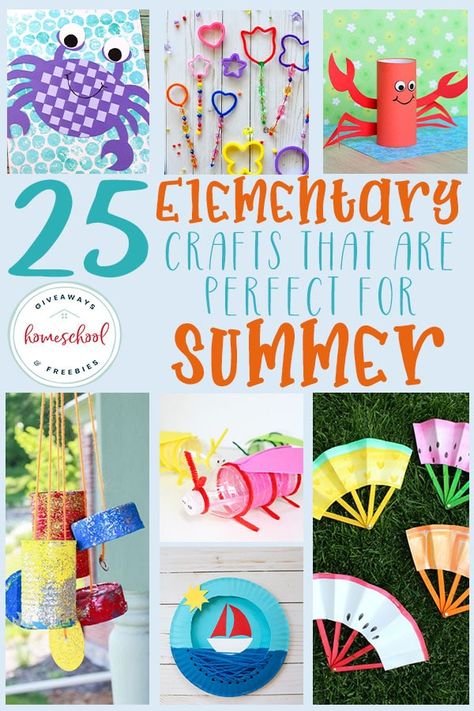 25 Elementary Crafts that are Perfect for Summer - Homeschool Giveaways Summer Themed Crafts, Fun Summer Projects, Projects For Elementary Students, Mercedes Art, Elementary Crafts, Summer Homeschool, Prayer Partner, Love Crafts, Non Toy Gifts