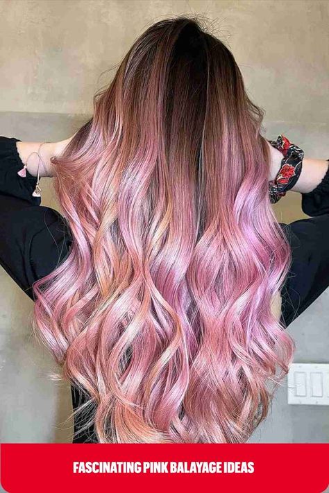 Glossy Light Pink Ombre Balayage on Brown Hair Blonde To Pink Ombre, Cool Blonde Balayage, Pink Balayage, Pink Purple Hair, Black Hair Balayage, Brown Ombre Hair, Blond Balayage, Ombre Hair Blonde, Light Blonde Hair