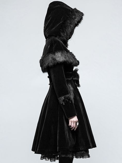 Mishka+coat Southern Gothic Fashion, Goth Coat, Gothic Coat, Goth Clothes, Hooded Winter Coat, Southern Gothic, Punk Rave, Gothic Punk, Gothic Lolita