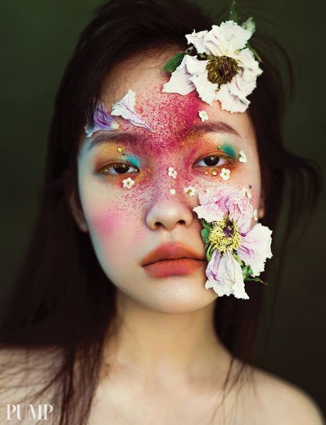 PUMP Magazine @PUMPMagazine Photographer jaf.jian @jaf.jian Model YuanYuan ZHANG Makeup Artist Yi Ju Retoucher Li Ling - KAVYAR Flower Makeup Editorial, Fashion Makeup Editorial, Flower Makeup Aesthetic, Dreamy Makeup, Floral Makeup, Media Makeup, Contour Makeup Tutorial, Flower Makeup, Theatre Makeup