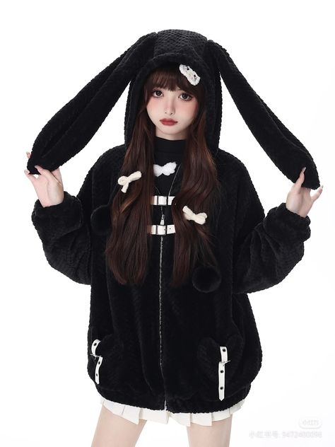 Bunny Beanie, Japanese Fashion Women, Outfit Elegantes, Bunny Hoodie, Female Pose Reference, Kawaii Accessories, Y2k Clothes, Asian Outfits, Swaggy Outfits